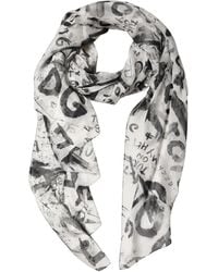 Dolce & Gabbana - White Graffiti Logo Silk Shawl Stole Scarf - Lyst