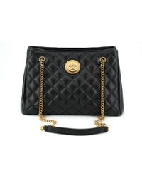 Versace - Black Quilted Nappa Leather Medusa Tote Handbag - Lyst