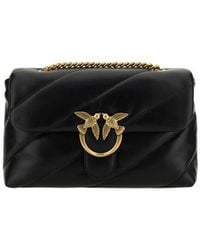 Pinko - Black Calf Leather Bos Taurus Shoulder Bag - Lyst