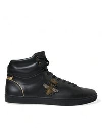 Dolce & Gabbana - Crown Bee Logo Mid Top Portofino Sneakers Shoes - Lyst