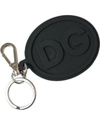 Dolce & Gabbana - Rubber Dg Logo Brass Metal Keyring Keychain - Lyst