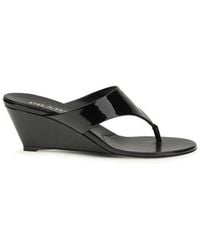 Prada - Black Calf Leather Bos Taurus Wedge Sandals - Lyst