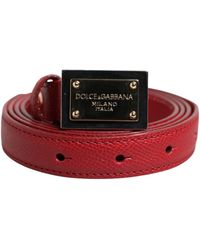Dolce & Gabbana - Red Leather Square Metal Buckle Cintura Belt - Lyst