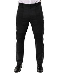 Dolce & Gabbana - Black Gray Cotton Dress Formal Trouser Pants - Lyst