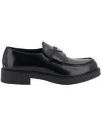Prada - Black Calf Leather Bos Taurus Platform Loafers - Lyst