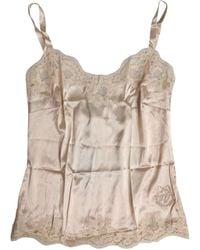Dolce & Gabbana - Beige Lace Silk Satin Tank Lingerie Underwear - Lyst