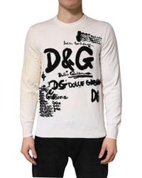 Dolce & Gabbana - Virgin Wool Graphic Logo Crewneck Sweater And Clothing - Lyst