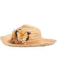 Dolce & Gabbana - Beige Wide Brim Floral Bucket Capello Hat - Lyst