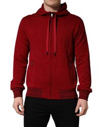 Dolce & Gabbana - Red Cotton Full Zip Fleece Men Hoodie Sweater - Lyst
