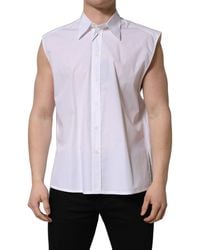 Dolce & Gabbana - White Cotton Sleeveless Formal Dress Shirt - Lyst