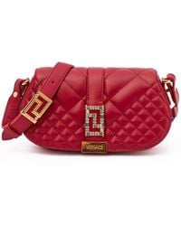 Versace - Red Leather Quilted Shoulder Strap Bag - Lyst