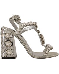 Dolce & Gabbana - Embellished Leather Sandals - Lyst