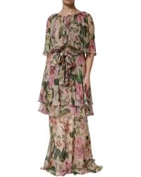 Dolce & Gabbana - Floral Silk Layered Maxi Dress - Lyst