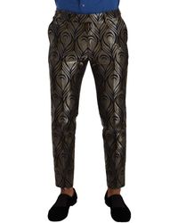 Dolce & Gabbana - Silver Gold Jacquard Trouser Dress Pants - Lyst
