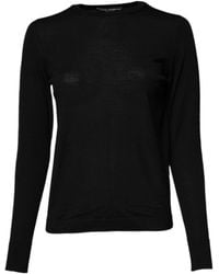 Dolce & Gabbana - Wool Knit Crew Neck Pullover Sweater - Lyst