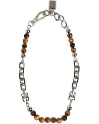 Dolce & Gabbana - Tone Brass Chain Beaded Gem Dg Logo Bracelet Zamak Natural Real - Lyst