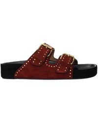 Isabel Marant - Red Leather Slippers Sandals - Lyst