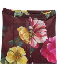 Dolce & Gabbana - Maroon Floral Print Tights Sheer Stockings Socks - Lyst