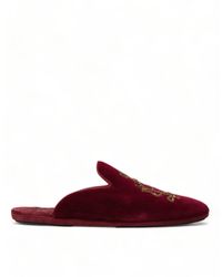 Dolce & Gabbana - Velvet Slippers With Embroidery - Lyst