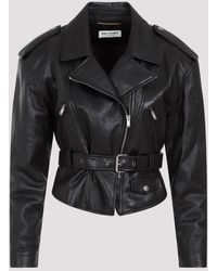 Saint Laurent - Black Lamb Leather Jacket - Lyst