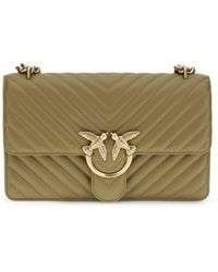 Pinko - Bicolor Calf Leather Bos Taurus Shoulder Bag - Lyst