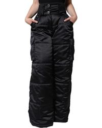 Dolce & Gabbana - Black Quilted High Waist Boot Cut Pants - Lyst