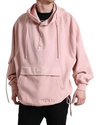 Dolce & Gabbana - Pink Cotton Hooded Pockets Pullover Sweater - Lyst