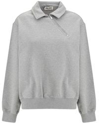 Miu Miu - Gray Cotton Sweatshirt - Lyst