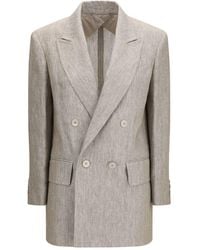 Max Mara - Beige Linen Blazer - Lyst