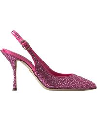 Dolce & Gabbana - Sling Backs In Satin And Crystal - Lyst