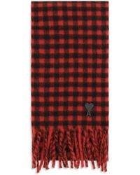 Ami Paris - Red Wool Oves Aries Scarf - Lyst