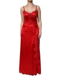 Dolce & Gabbana - Red Silk Sleeveless Maxi Long Dress - Lyst