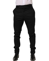 Dolce & Gabbana - Black Cotton Tapered Leg Dress Trouser Pants - Lyst