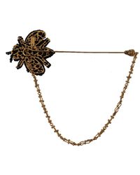 Dolce & Gabbana - Brass Black Crystal Bee Lapel Pin Brooch - Lyst