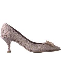 Dolce & Gabbana - Floral Lace Dg Crystal Pumps Shoes - Lyst