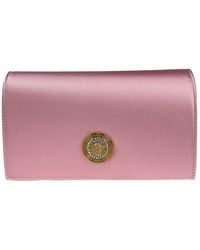Versace - Medusa Crystal Satin Mini Chain Crossbody Bag Purse - Lyst