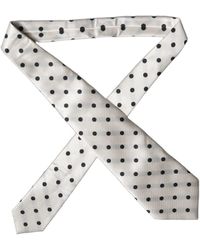 Dolce & Gabbana - White Black Polka Dot Silk Adjustable Necktie Tie - Lyst