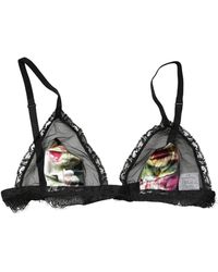 Dolce & Gabbana - Black Floral Soft Cup Triangle Bra Underwear - Lyst