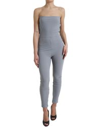 Dolce & Gabbana - Gray Nylon Strapless Bodycon Jumpsuit Dress - Lyst