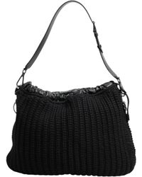 Dolce & Gabbana - Black Cashmere Knitted Leather Shoulder Borse Bag - Lyst