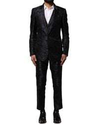 Dolce & Gabbana - Dark Gray Black Jacquard 3 Piece Single Breasted Suit - Lyst