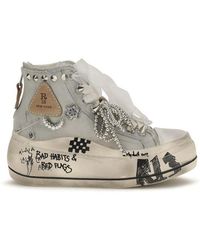 R13 - White Cotton High Top Sneakers - Lyst