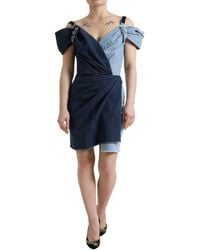 Dolce & Gabbana - Blue Patchwork Two Tone Denim Mini Dress - Lyst
