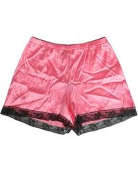 Dolce & Gabbana - Silk Satin Lace Trim Pajama Shorts Sleepwear Cotton Elastane Nylon - Lyst