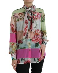 Dolce & Gabbana - Elegant Silk Blend Long Sleeve Top - Lyst