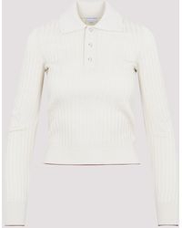 Bottega Veneta - Bone Ribbed Cotton Polo Shirt - Lyst
