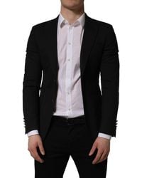 Dolce & Gabbana - Black Polyester Single Breasted Blazer Jacket - Lyst