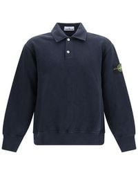 Stone Island - Blue Cotton Sweatshirt - Lyst