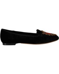 Dolce & Gabbana - Velvet Dg Heart Loafers Flats Shoes - Lyst