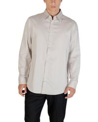 ARMANI EXCHANGE - Gray Cotton Pattern Shirt - Lyst